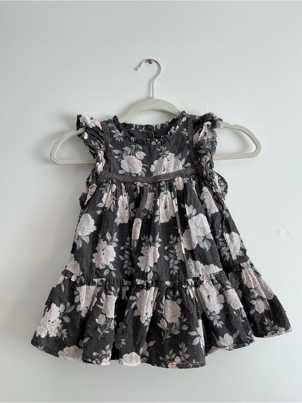 Tahari Black Dress with Pink Floral Print